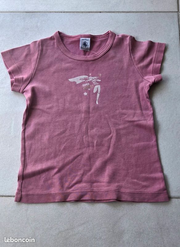 PETIT BATEAU Lot de 2 t-shirts en coton fille pas cher