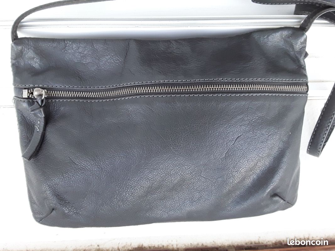Sac bandoulière femme cuir gris American Vintage (image 3)