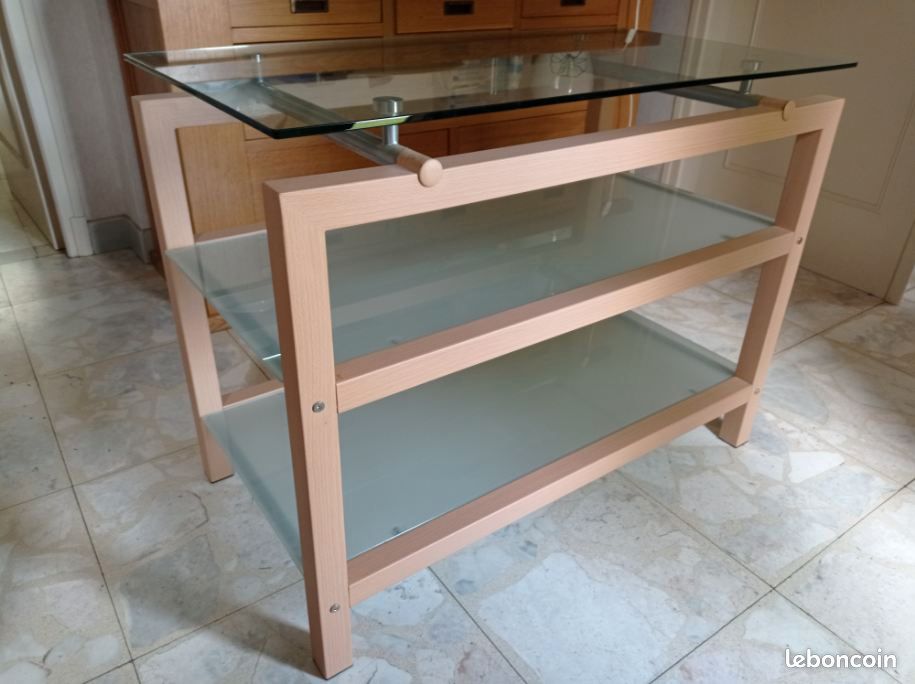 Meuble HiFi TV bois et verre (image 2)