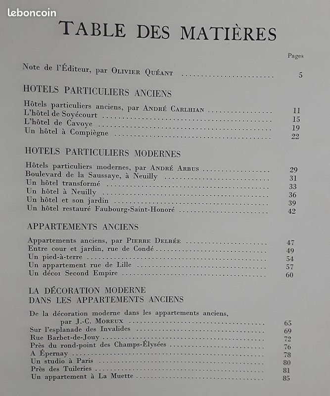Décoration de France. Appartements et hôtels particuliers. Les Publications de France éd. De 1949. 236 pages. Bon état (image 5)