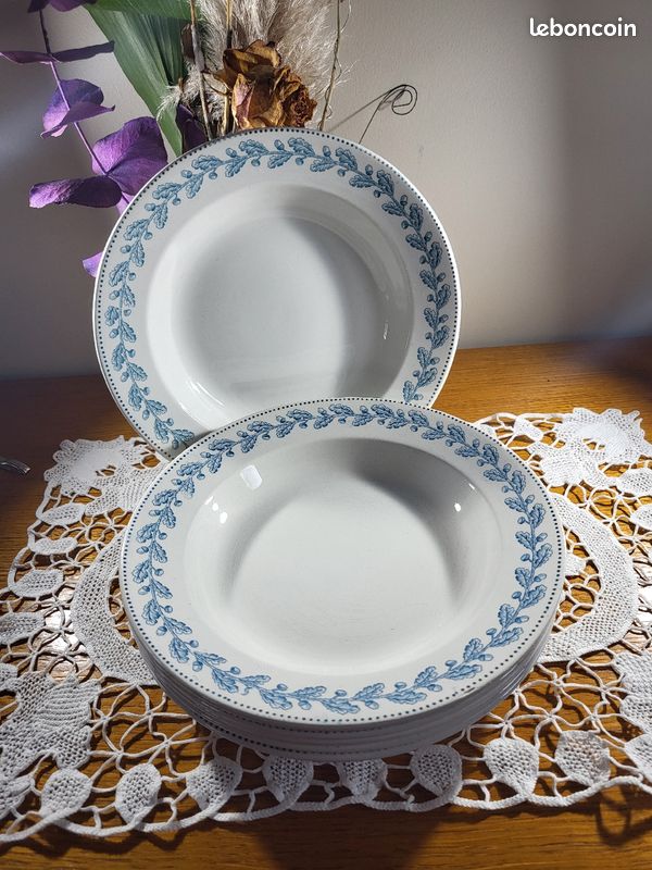 6 assiettes creuses Sarreguemines Modèle chêne (image 1)
