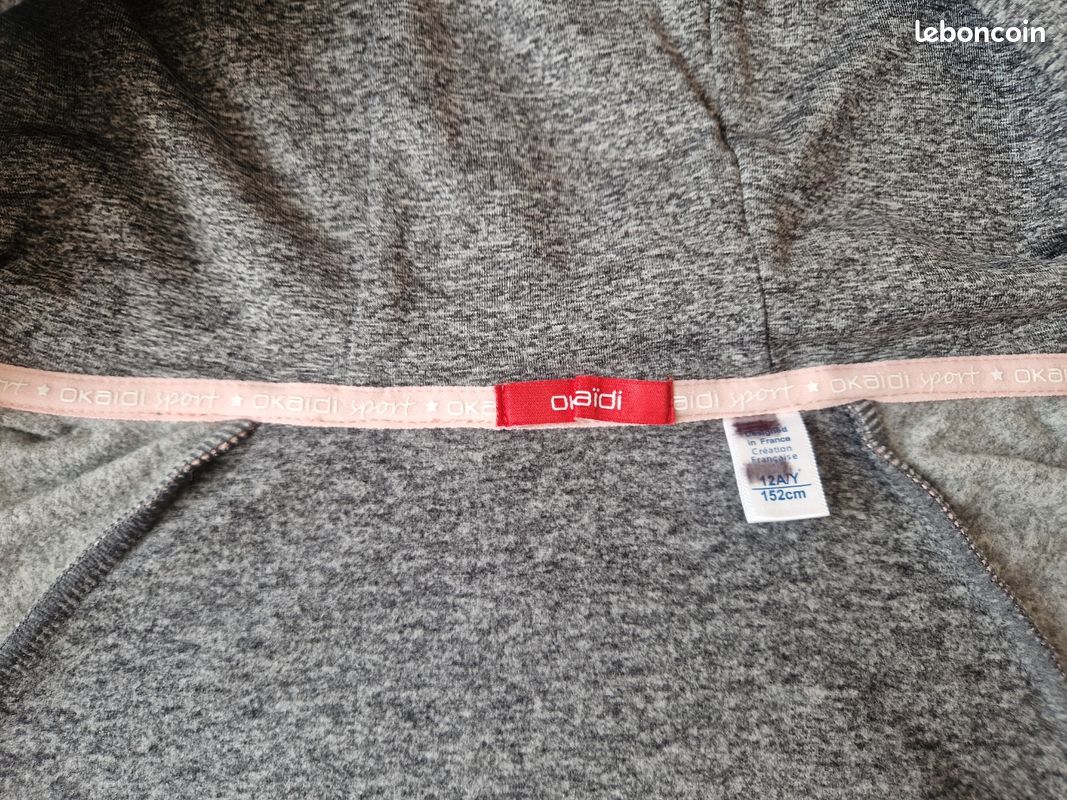 Gilet zippé sport gris Okaïdi 12 ans (image 4)