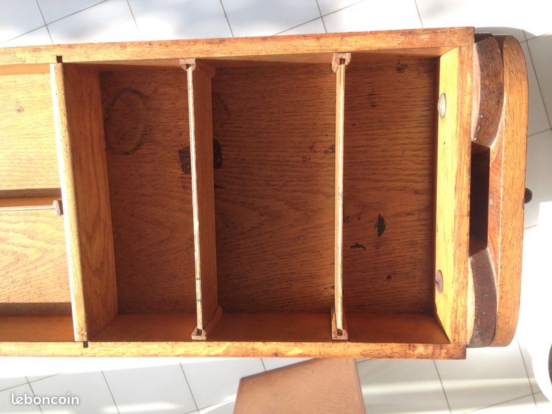 Bureau vintage double plateaux pliables en chaîne (image 2)