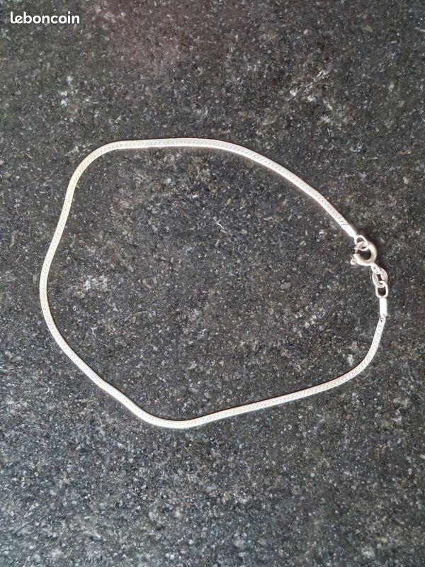 Bracelet Argent 925 véritable - Maille miroir plate - Longueur 18 cm (image 1)