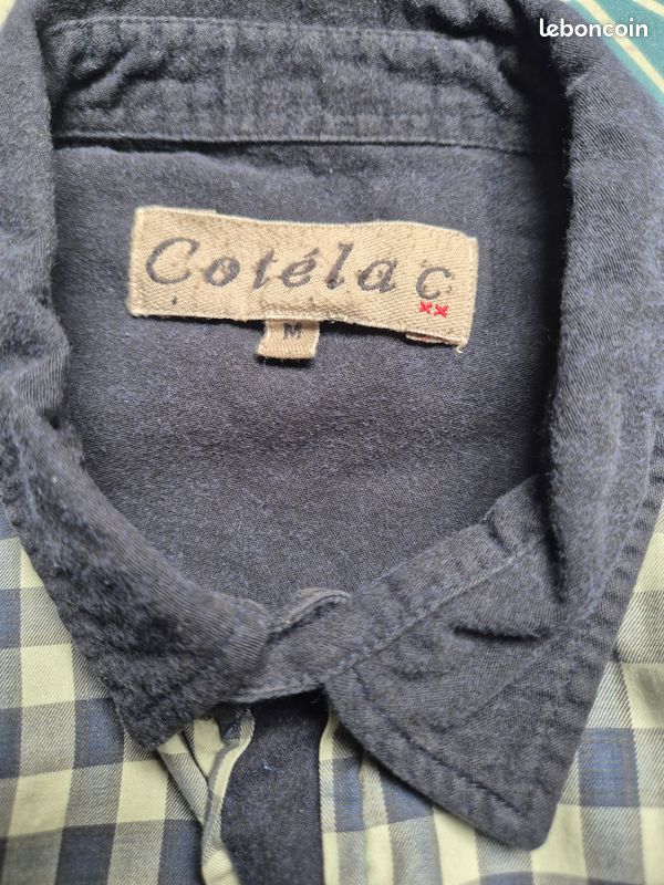 Chemise COTELAC Bleu Marine à Carreaux Marrons - Taille 0 Femme, Manches Longues