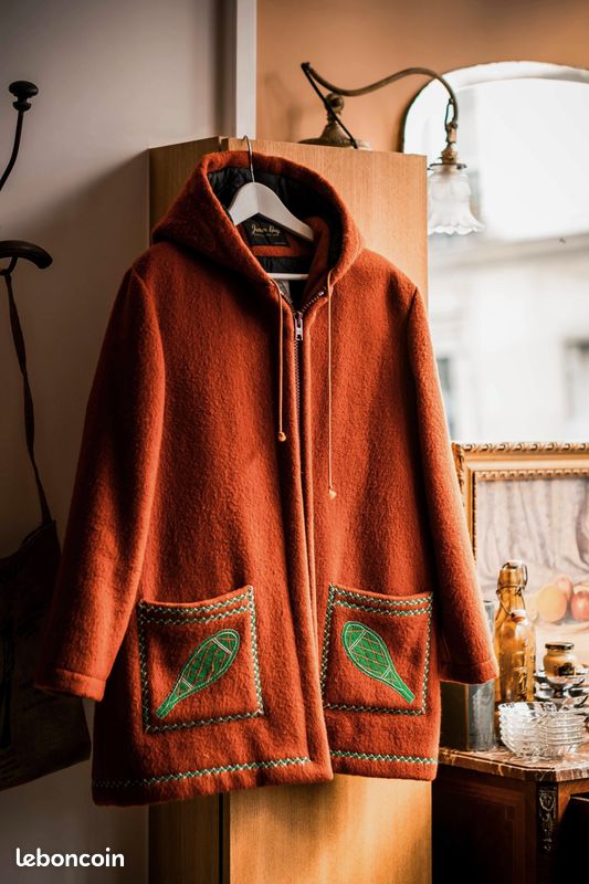 Manteau De Chasse Vintage Hebden Cord - 100% Laine Rouge, Taille 44 Poitrine, Fabriqué UK