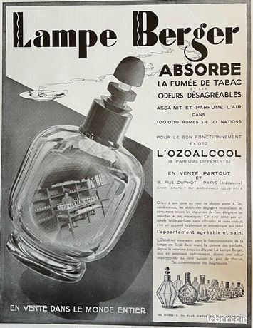 Publicité Originale 1934 Lampe Berger - Ozoalcool, Incandescence, Noir Et Blanc