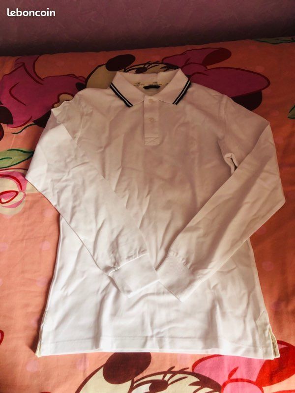 Polo slim blanc manches longues Antonio Basile Sport taille M (image 2)
