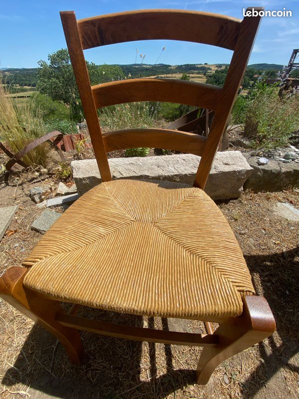 Chaise en bois massif et paille (image 3)