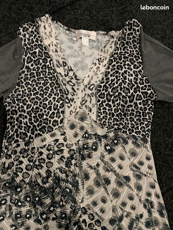 Robe helline Tesini facon leopard gris (image 3)