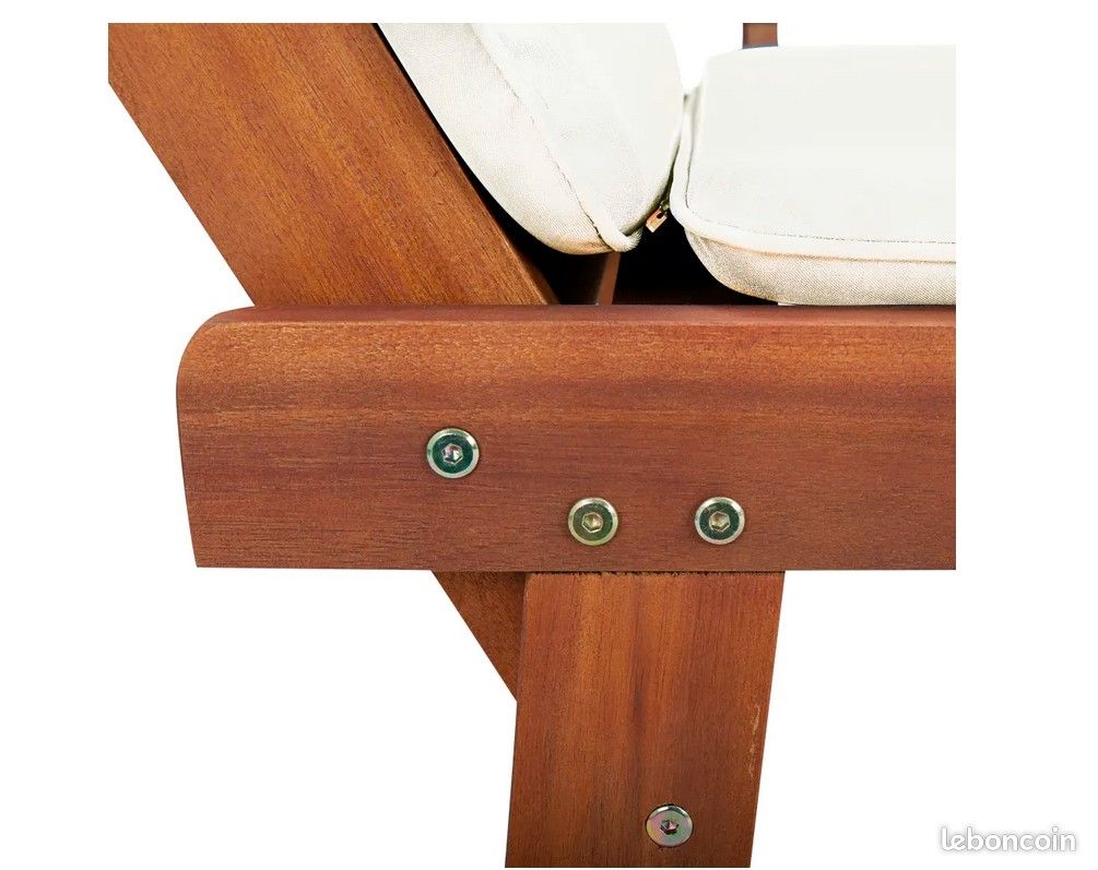 Banc intérieur ou extérieur convertible 190 cm, en acacia avec coussins (image 4)