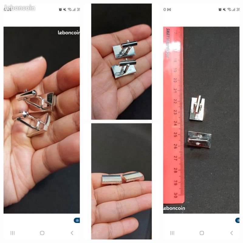 Bracelet Manchette En Alliage Argenté Avec Nacre - Occasion Bon état