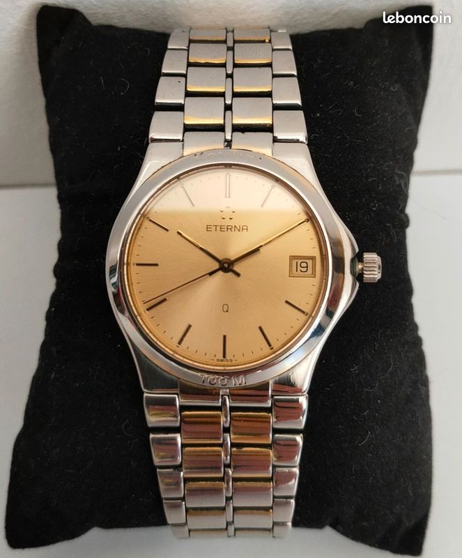 ETERNA KONTIKI DATE QUARTZ RARE VINTAGE 1980 | Montre Suisse avec "Bracelet intégré" (Étanche 100m / 10 ATM) (image 2)