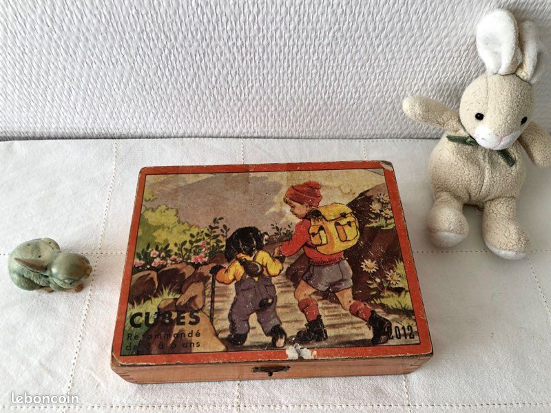 Box of cubes and 4 engravings, children's toy circa 1960, signed Noël Dufour - Sold