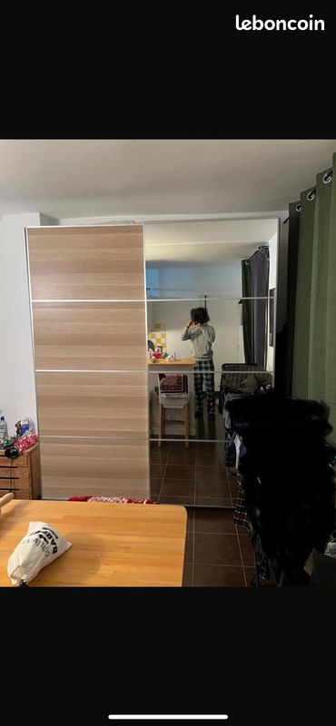 Armoire-penderie Pax bois clair & miroir (image 2)