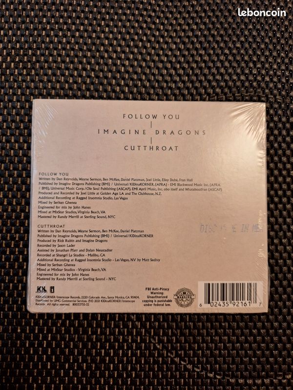 Cd Imagine Dragons – Follow You / Cutthroat (image 2)