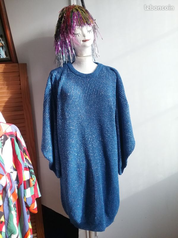 Déguisement Robe pull Carnaval Metallic Blue (image 1)
