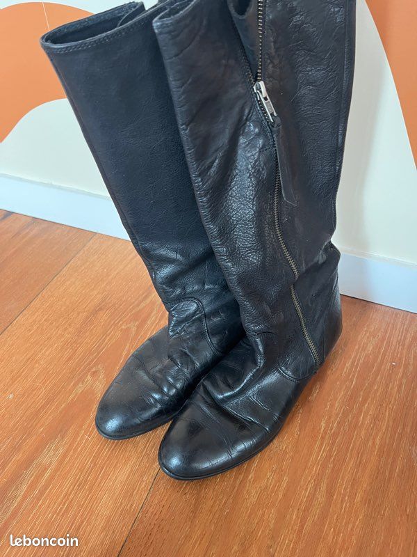 Bottes Vintage Barschery En Cuir Daim Marron - Taille 35.5 EU, Talon Aiguille 8.5 Cm, Vieux Stock Neuf