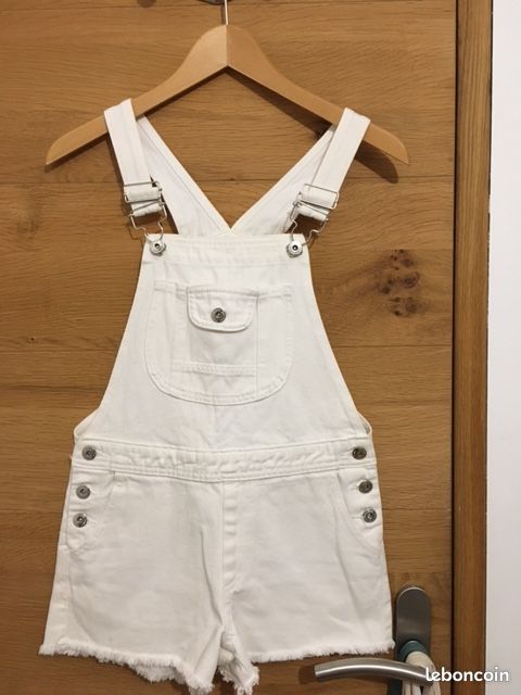 Salopette blanche en jean Zara (image 1)