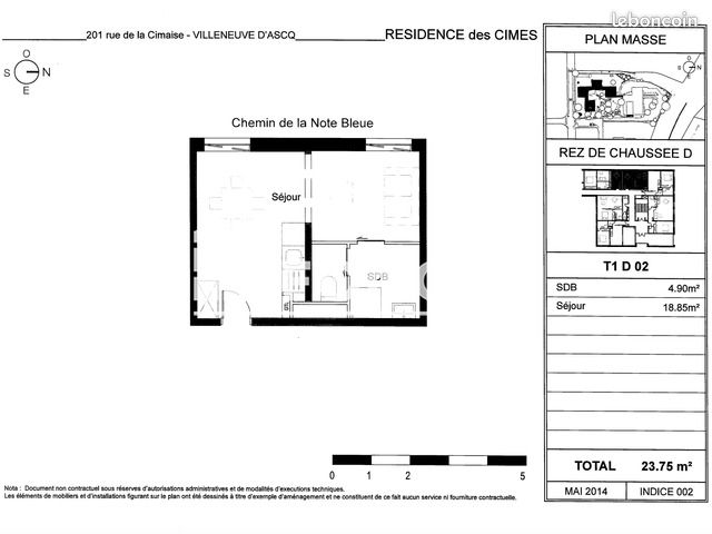 Appartement a louer villeneuve-d'ascq - 1 pièce(s) - 23 m2 - Surfyn