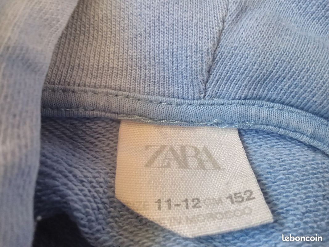 Sweat à capuche Zara bleu clair adolescente très bon état (image 3)