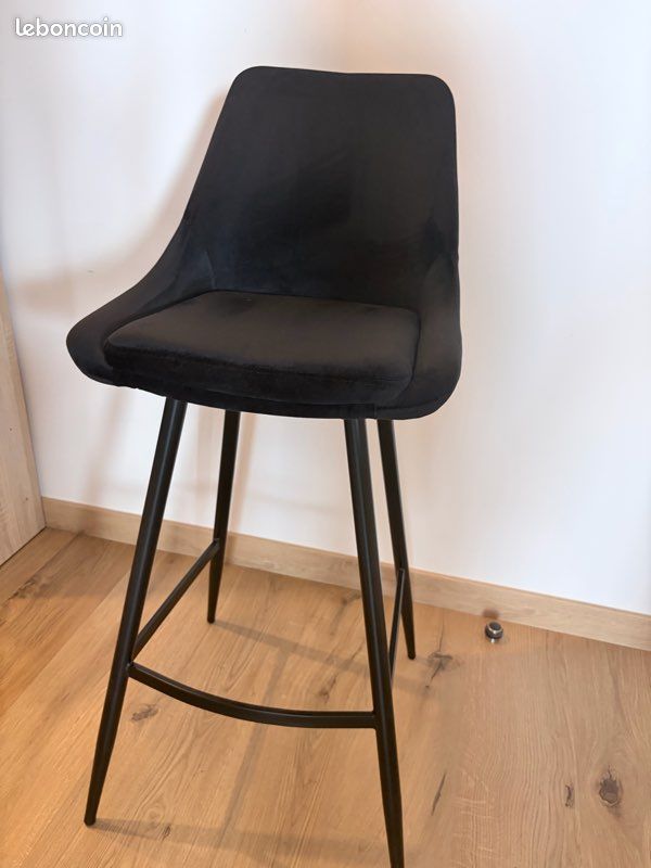 Chaises de Bar Velours Noir (image 2)