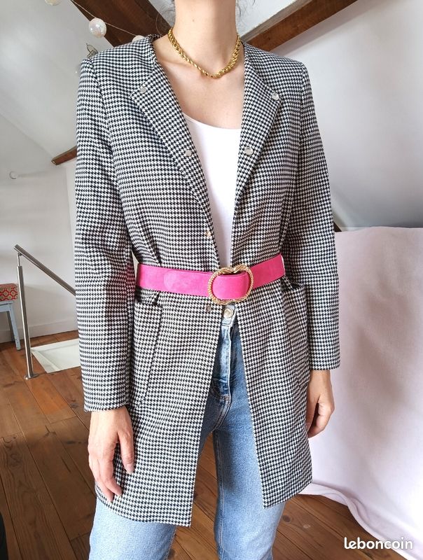 Mango Manteau Patte De Poule Veste Laine Mélangée Mango Tweed Pied