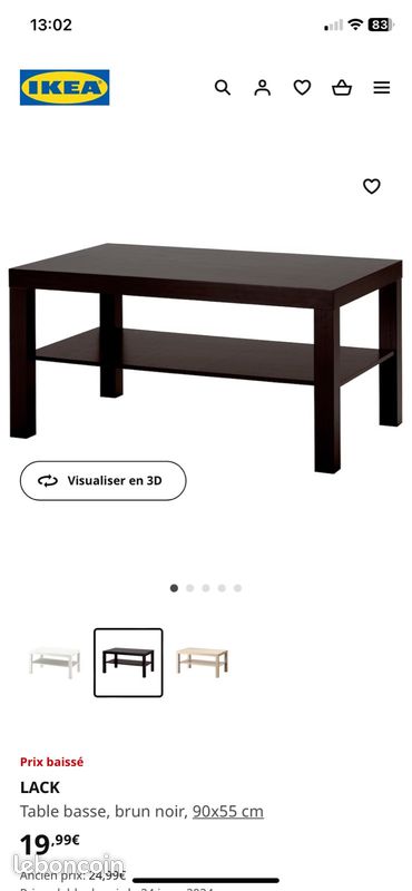 Table basse, brun noir (image 4)