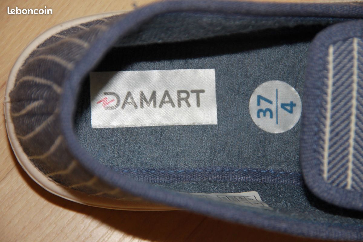 Paire de Charentaises bleues rayées NEUVES en textile - Damart - Pointure : 37 (image 6)