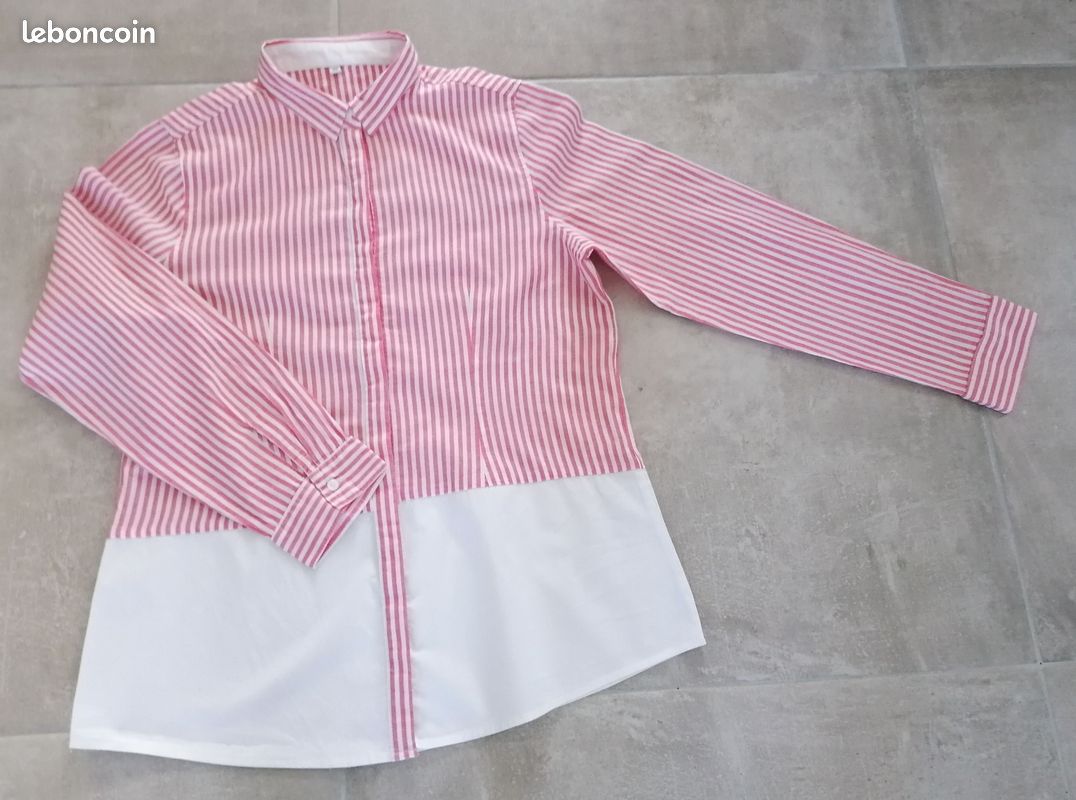 Chemise femme boutonnée brodée Pikeur Equestrian 57 taille S/M rose RARE