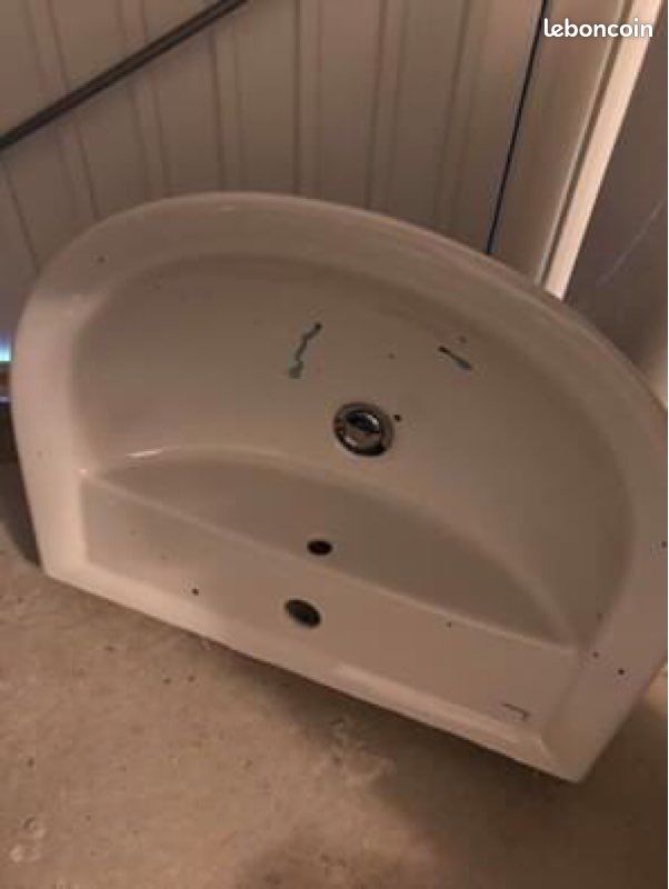 Lavabo avec Colone et robinet inox (image 1)