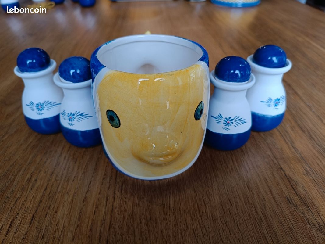 Ensemble Petit-Déjeuner Poisson Céramique Artisanale – 5 Pièces (image 3)