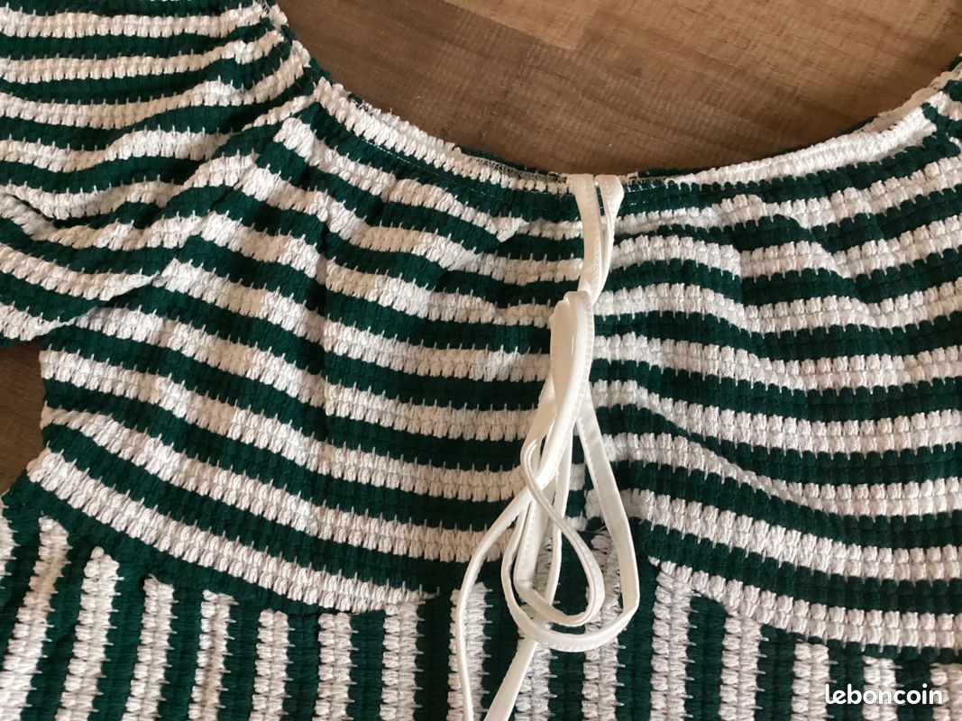 Chemise décontracté rayure jacquard (2 XL) vert NEUF (image 2)