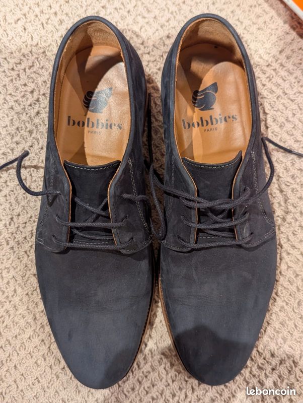 Suede Bobbies Chaussure Chaussure Daim Bleu Homme Bobbies Chaussures