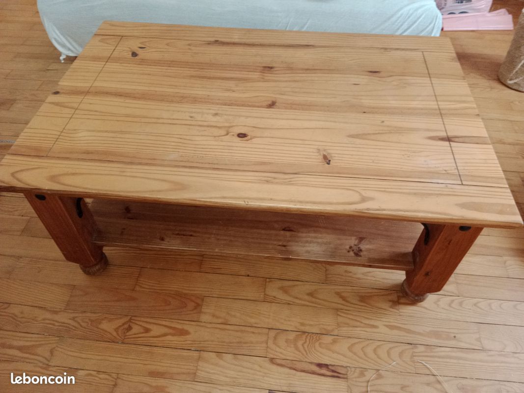 Table basse bois massif double plateau (image 2)