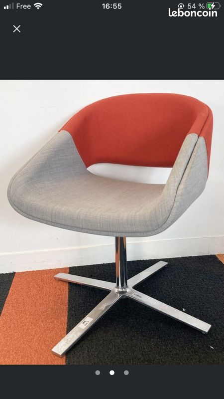 2 Jolie paire de fauteuils Design Steelcase Bicolore, orange et gris ou violet (image 1)