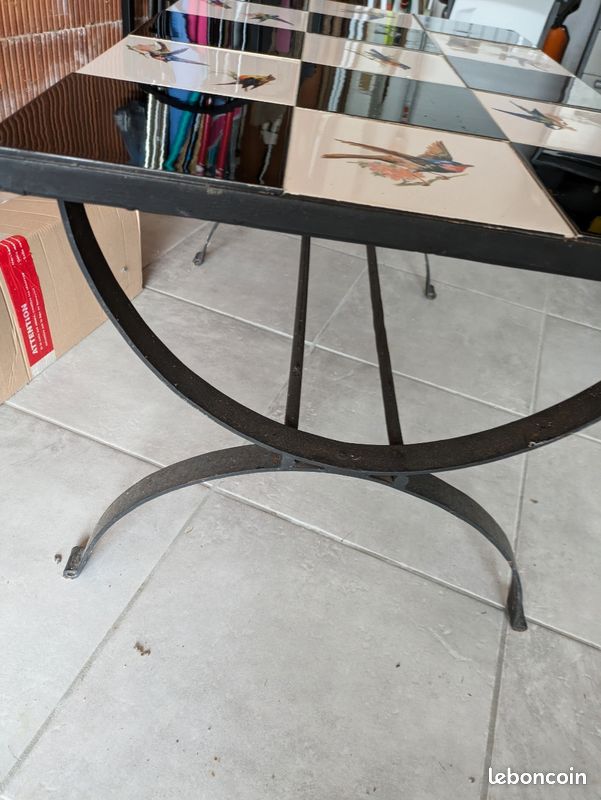 Table basse vintage motifs oiseaux (image 2)
