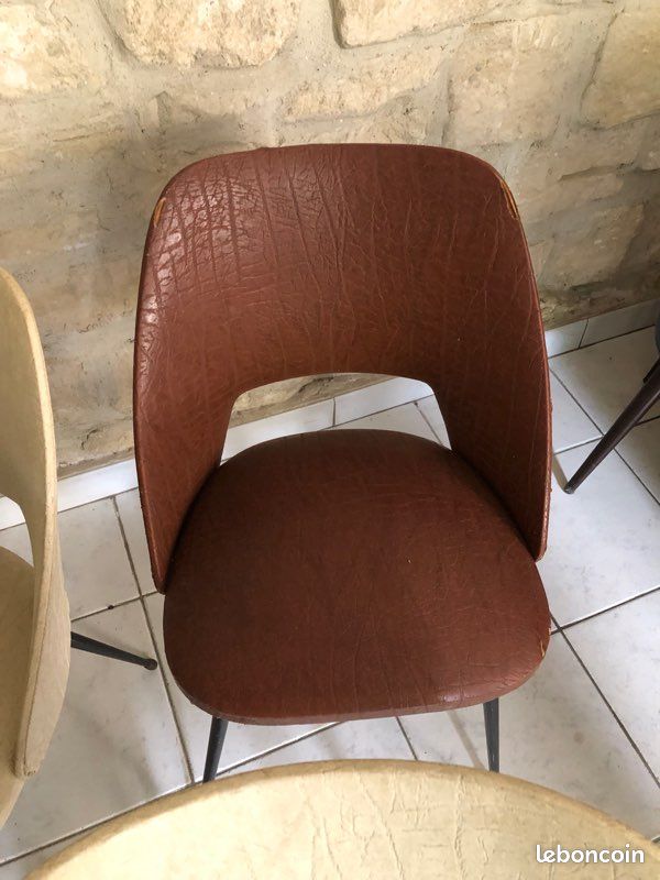 Lot de 3 chaises, vintages, métal et Skaï (image 5)