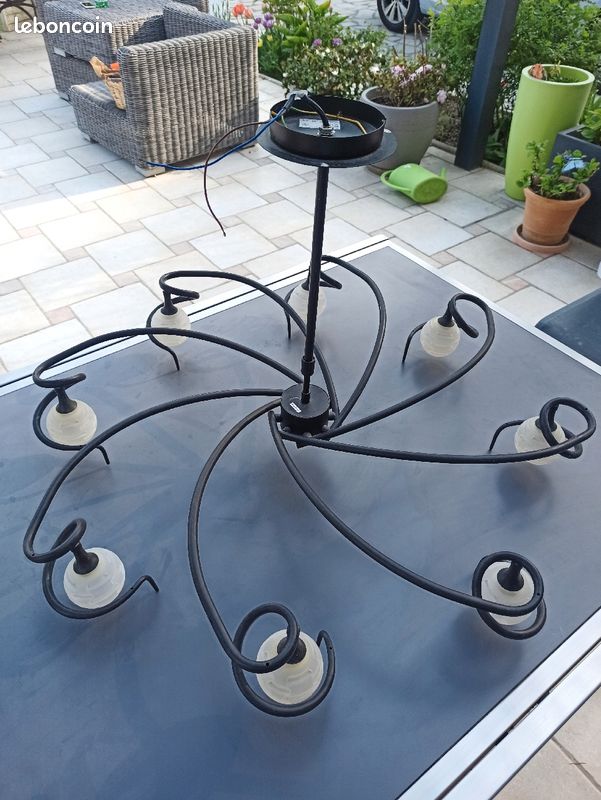 Suspension - lustre métal et verre brossé (image 1)