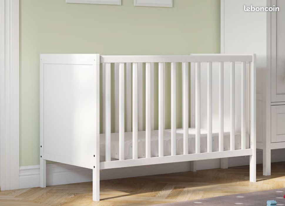 Lit bébé SUNDVIK Ikea Blanc 120 x 60 cm Mobilier enfant