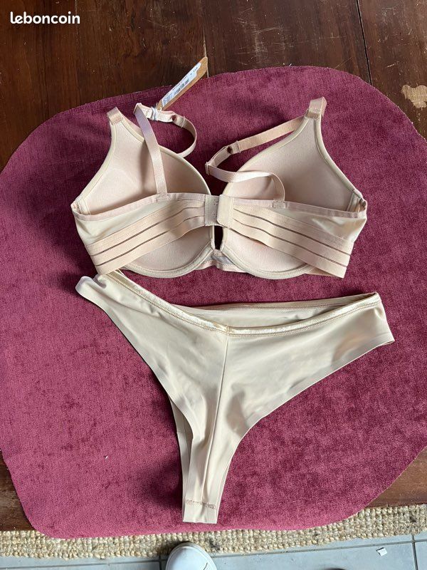 Ensemble soutien gorge et slip tanga nude Marque Maison Lejaby (image 7)