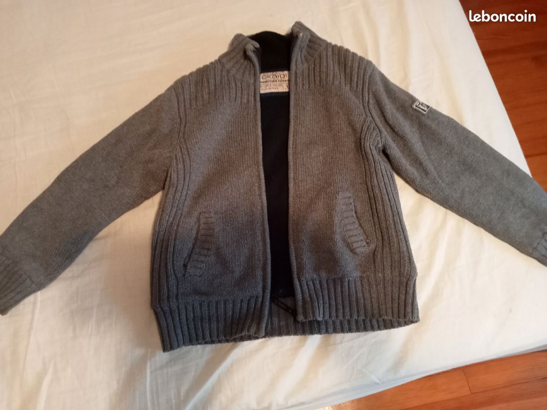 Sweat polaire gris OKAÏDI garçon 8 ans (image 1)