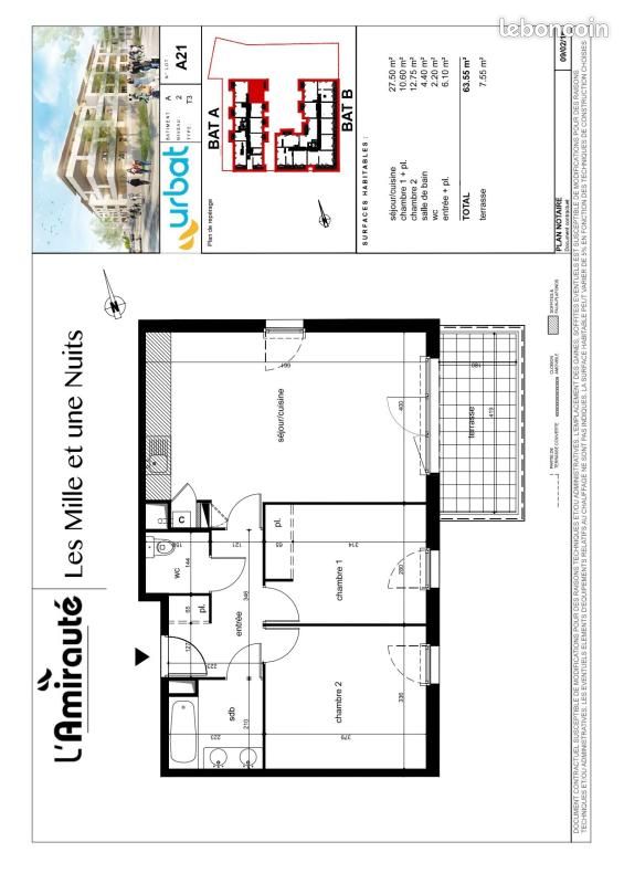 Appartement 2 pièces 63 m² · à Frontignan · 63 m² · 837 €/mois