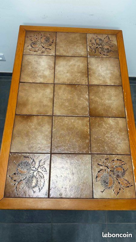 Table de salle à manger extensible en chêne avec plateau carrelé (image 1)