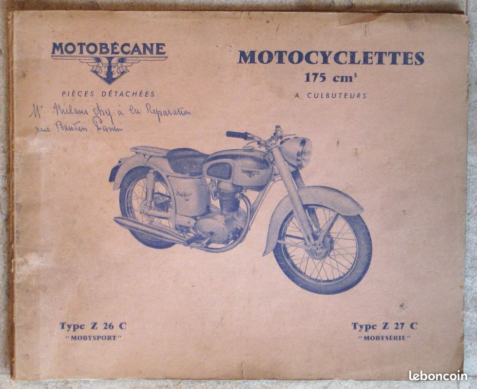 Catalogue de Pièces détachées Motobécane 175 cm3 Z26C, U26C, Z27C et U27C (image 1)