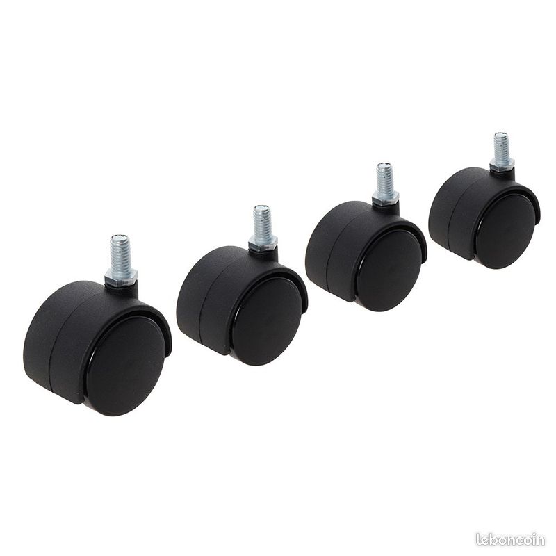 Pour meuble > jeu 4 roulettes en plastique Ø40mm pivotantes (image 2)