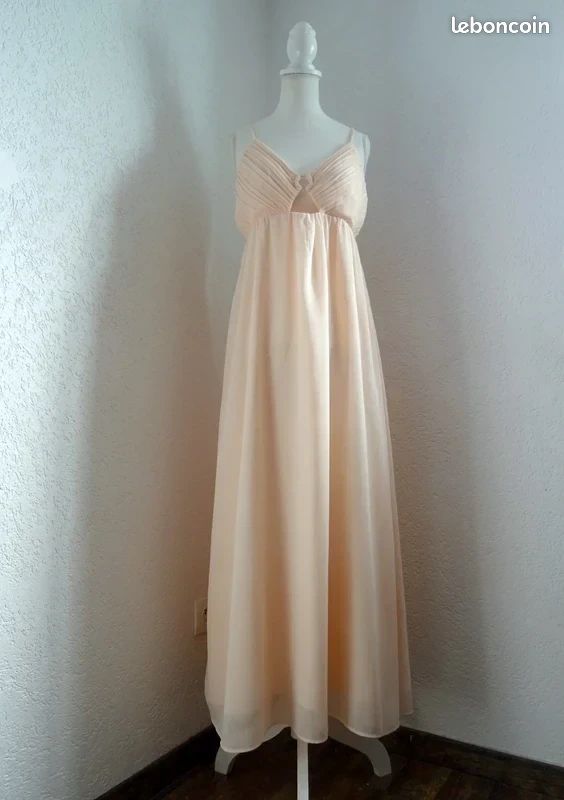 Neuve Robe longue Empire voilage rose abricot Cérémonie Mariage Demoiselle Honneur - H&M - M/L (image 1)