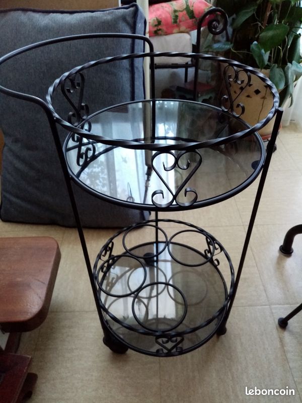 Desserte fer forgé verre fume (image 1)