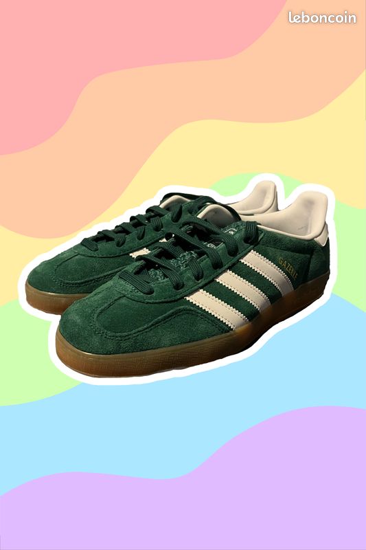 adidas gazelle silver green womens Pegashoes - Basket Adidas Originals Gazelle Vert fonc/Blanc
