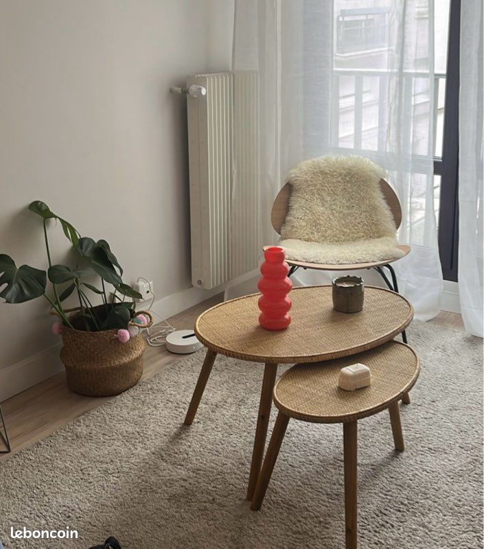 Table basse gigogne (lot de deux) en rotin (image 1)